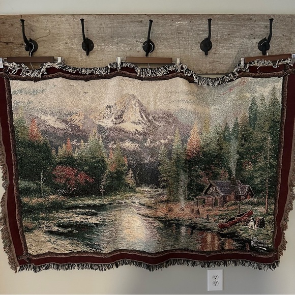 Thomas Kinkade Painter of Light Throw Tapestry 63" x 41" The End of Perfect Day - Picture 1 of 5